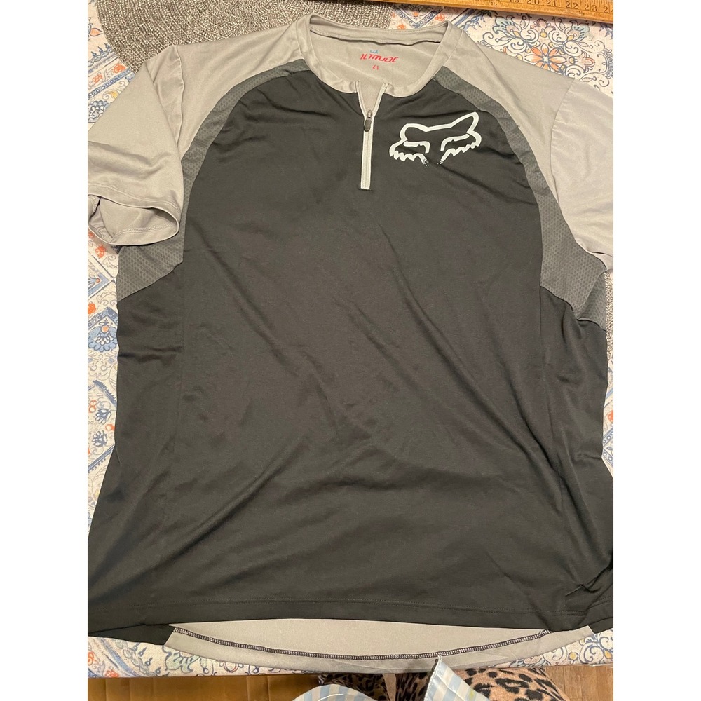 Fox Racing Altitude Mens XL MTB Jersey Black Grey 1/4 Zip Cycling Shirt Logo